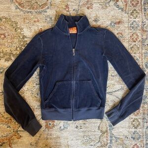 Juicy Couture Velour Tracksuit Jacket slate blue almost black small *vintage*